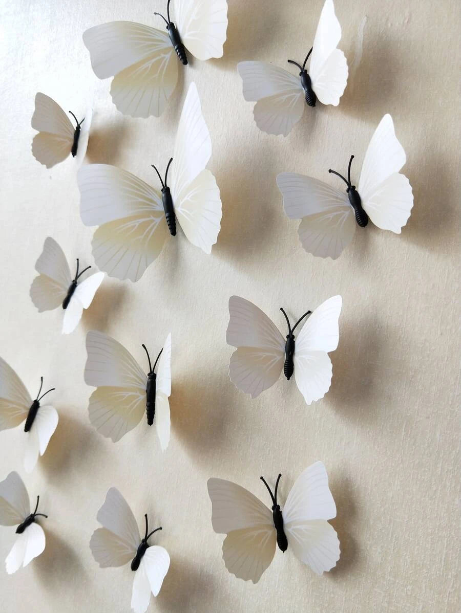 11155 B03-20 Adhesivo de pared de mariposa 3D de 12 piezas