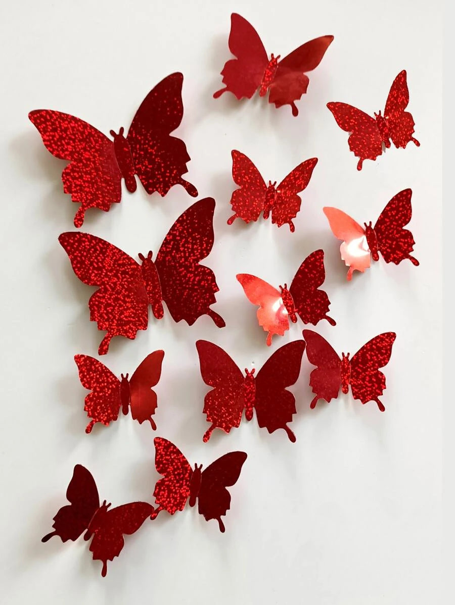 11156 B03-20 12 piezas pegatinas de mariposa 3D
