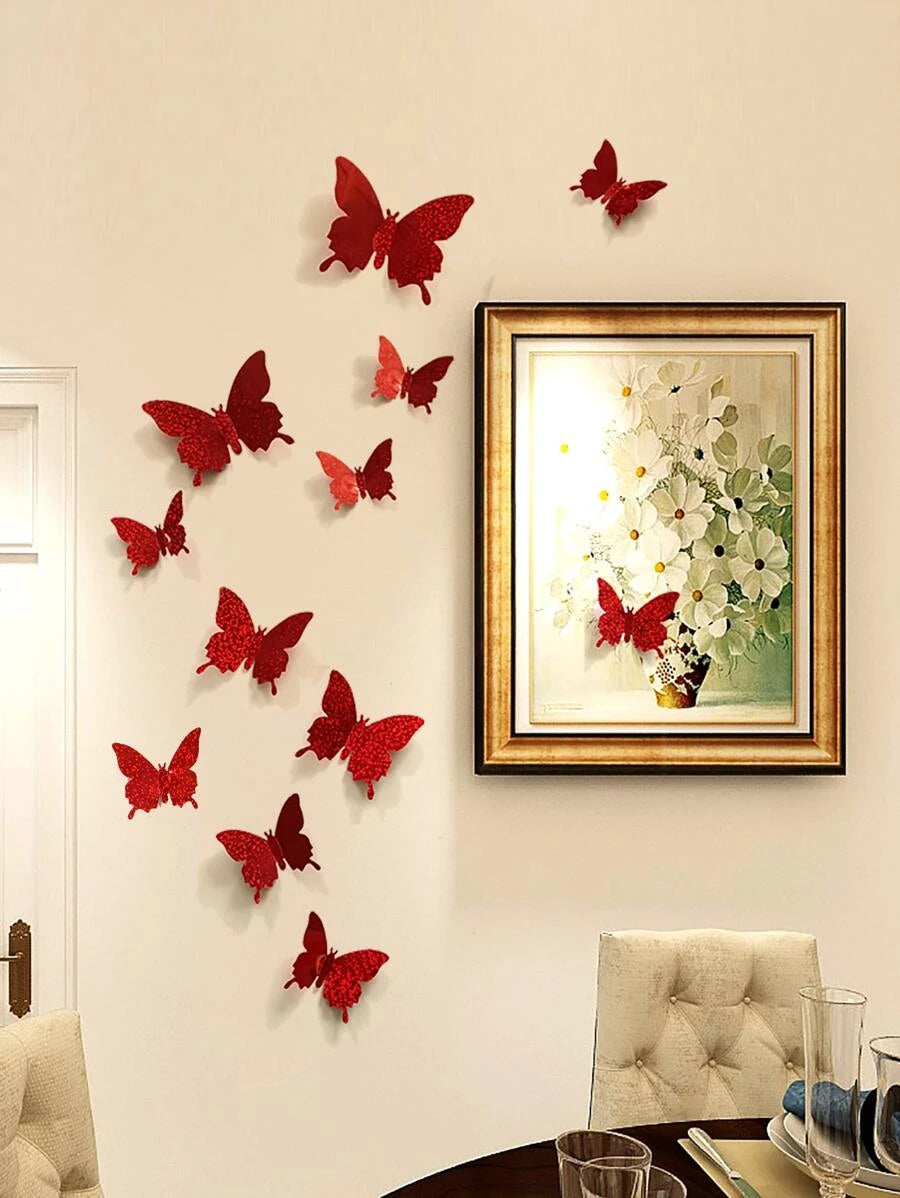 11156 B03-20 12 piezas pegatinas de mariposa 3D