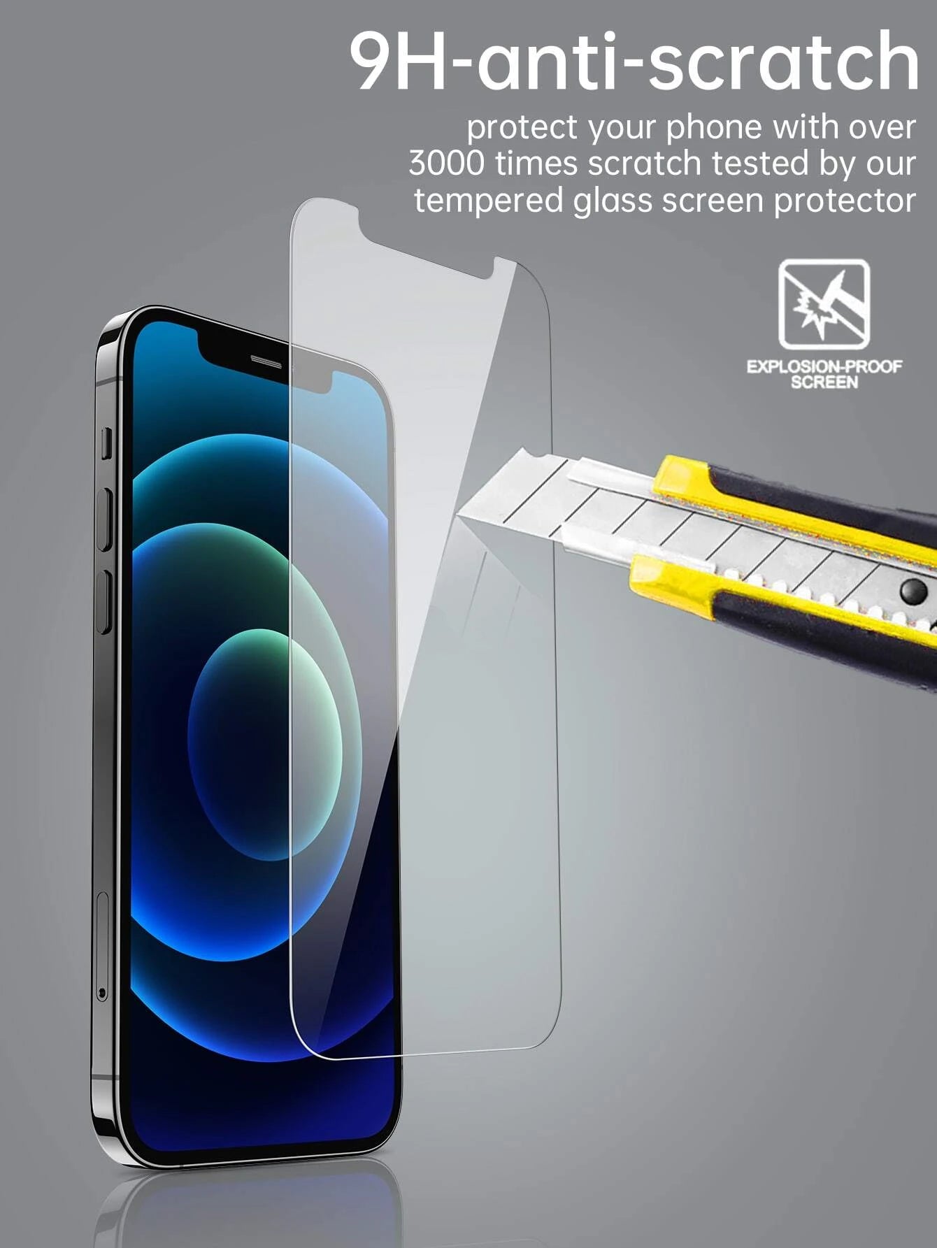9169 a09-12 Vidrio templada resistente a los arañazos de 4 piezas compatible con iPhone