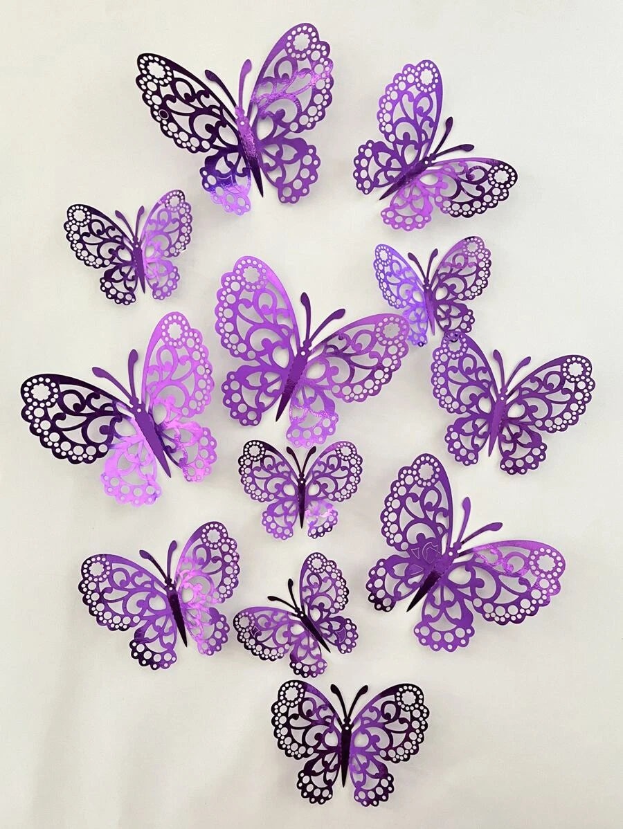 11130 B01-19 12 piezas Pegatina de mariposa hueco