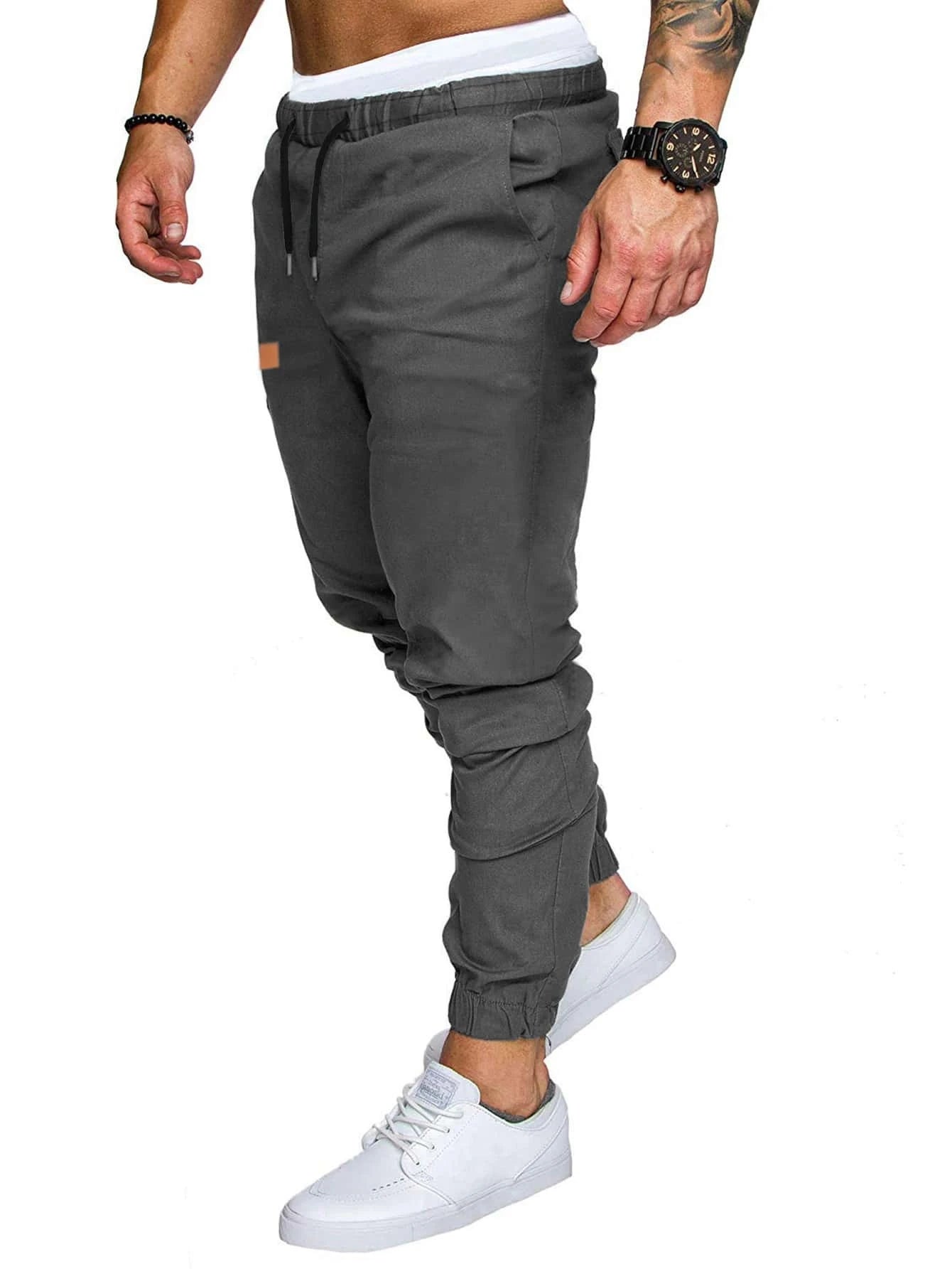 4617 a02-03 Manfinity Homme Hombres Pantalones con diseño de parche de cintura con cordón