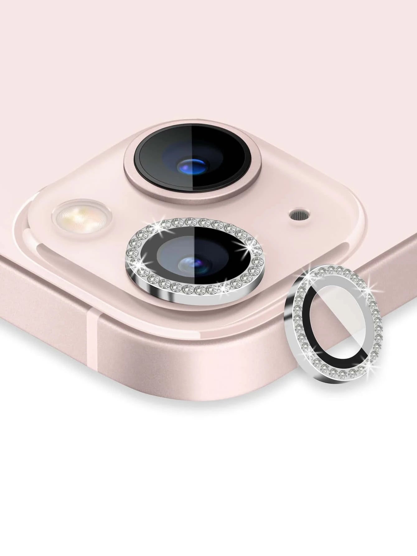 5526 a08-10 Dos piezas Protector de lentes con diseño de diamante de imitación ojo de águila cámara compatible con iPhone