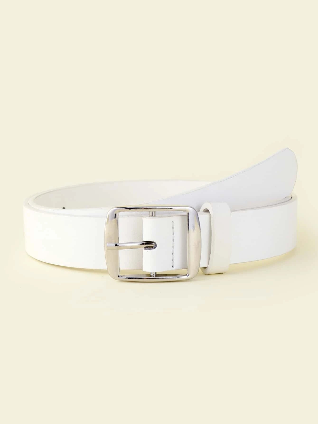 4726 a06-09 Un cinturón de mujer con hebilla cuadrada sólida blanca informal a la moda para la vida diaria