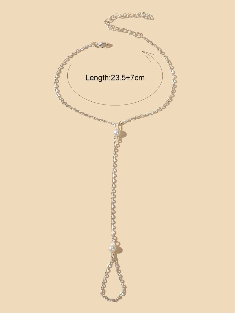 9083 a09-11 Tobillera mittens con diseño de perlas artificiales