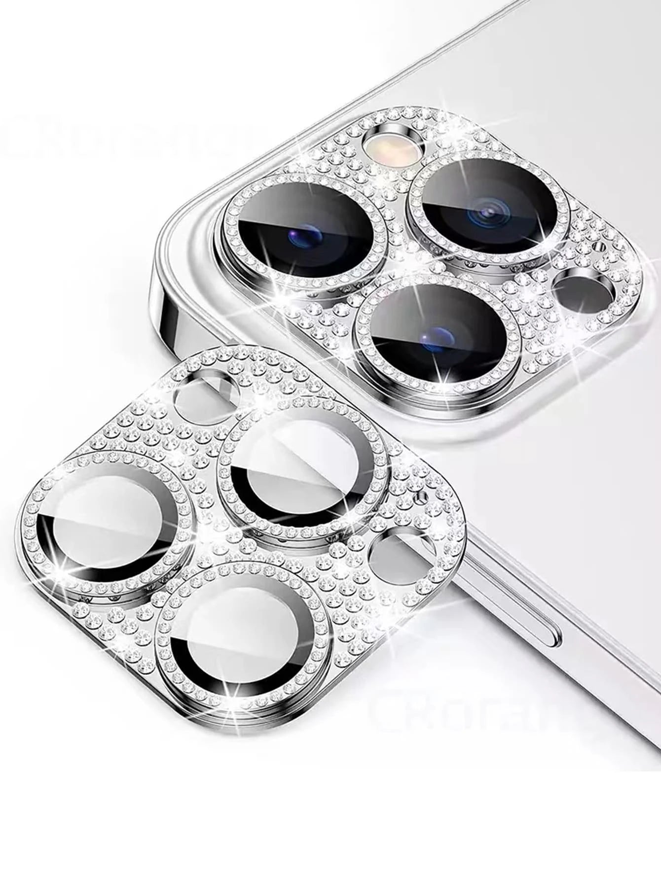 4848 a09-15 Protector de lentes con diseño de diamante de imitación compatible con iPhone