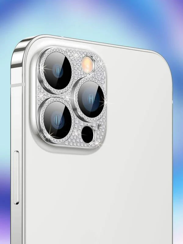 4848 a09-15 Protector de lentes con diseño de diamante de imitación compatible con iPhone