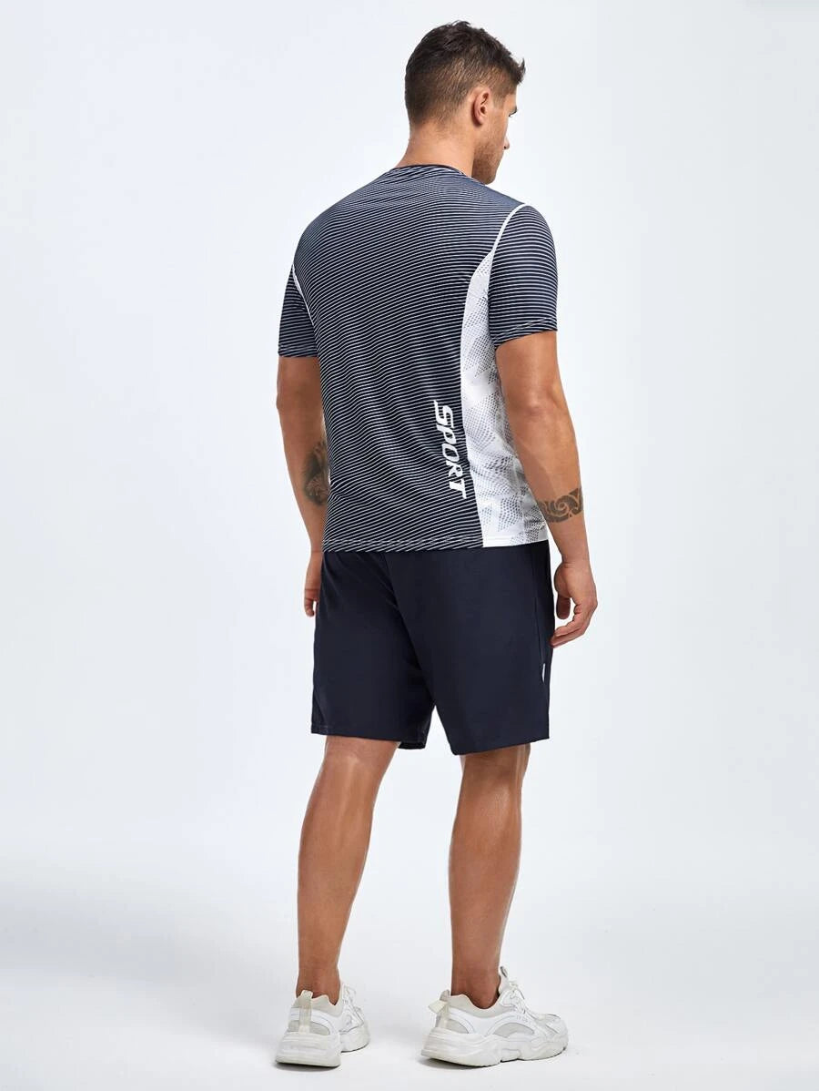 9853 a01-06 Conjunto de color combinado Camiseta deportiva y Shorts deportivos