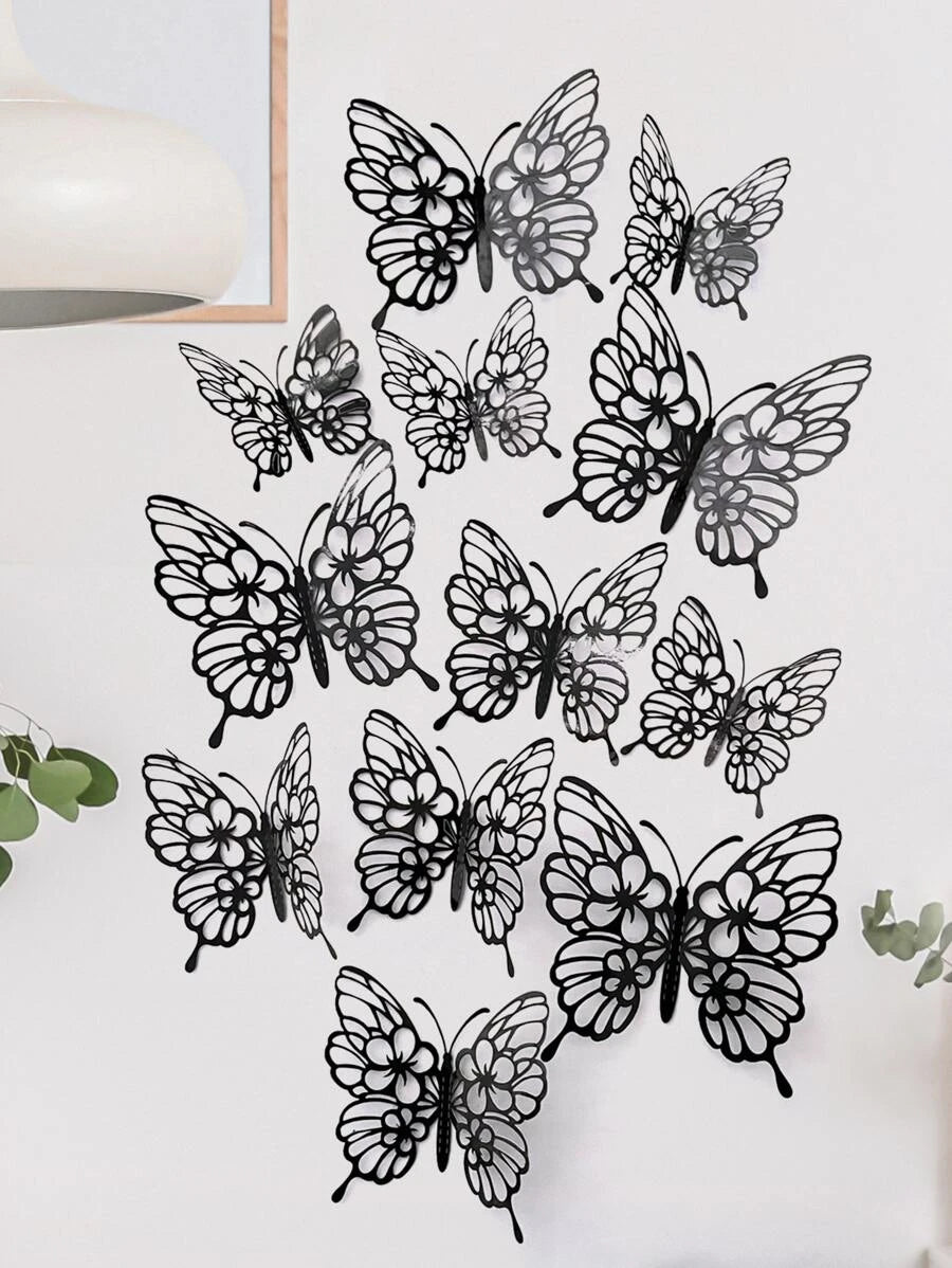 11749 B01-19 12 piezas/set PVC con mariposa 3d con abertura Etiqueta engomada creativa demariposa dedecoración dehabitación para casa