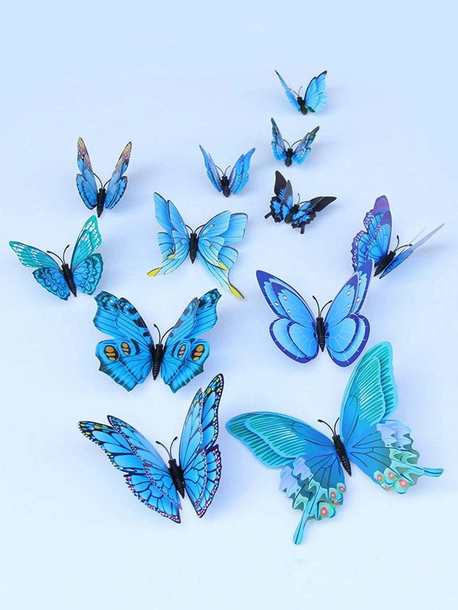 11750 B01-19 12 piezas con mariposa 3D PVC simulación con mariposa para casa adorno