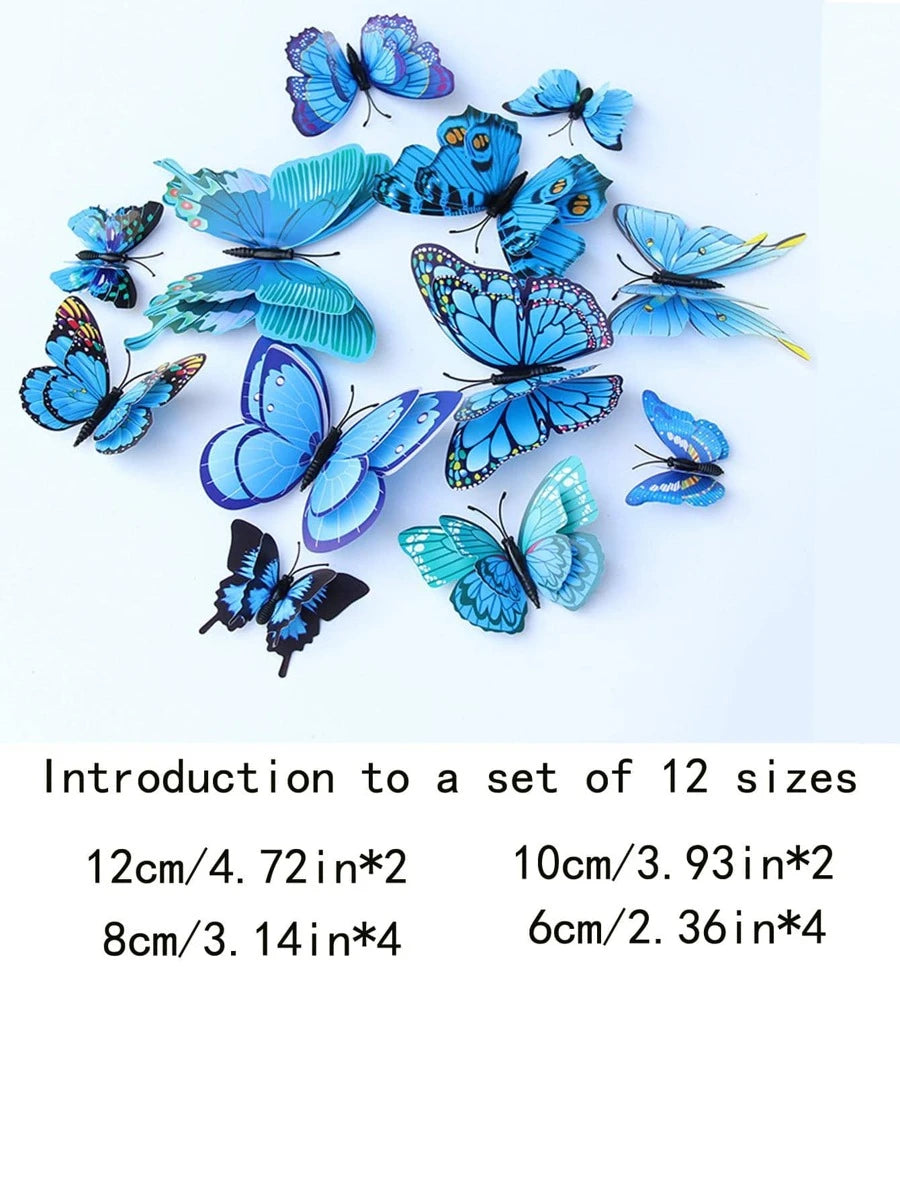 11750 B01-19 12 piezas con mariposa 3D PVC simulación con mariposa para casa adorno