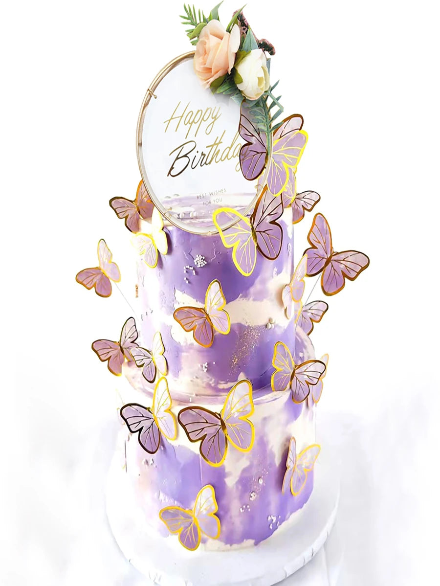 11752 1b-02-02 10 piezas Decoración de pastel de color metálico en forma de mariposa