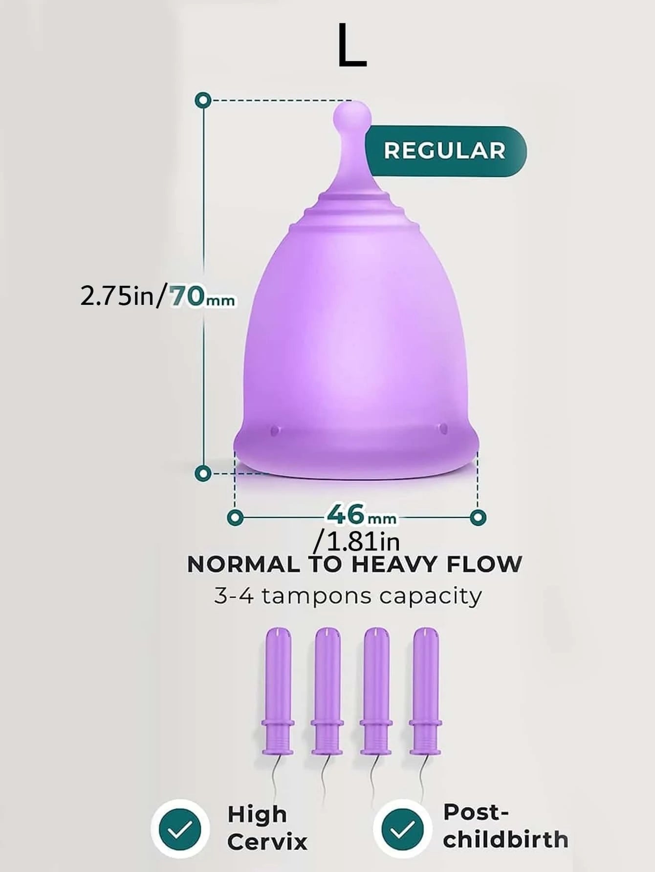 4737 a08-09 Una Pieza Copa Menstrual Reutilizable De Silicona De 12 Horas En Color Púrpura Para La Protección Del Período De La Mujer