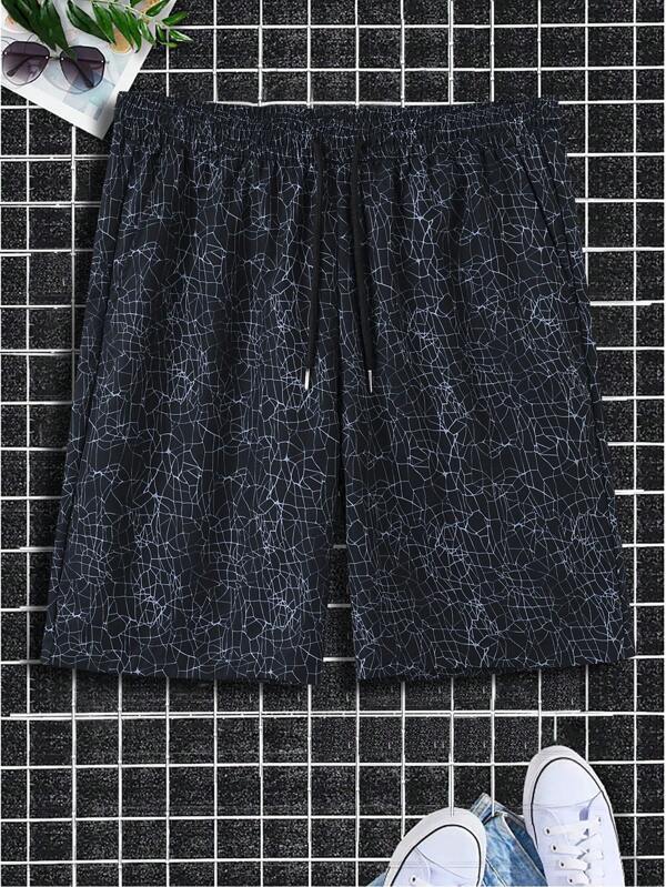 4143 a04-10 Shorts con estampado de cintura con cordón