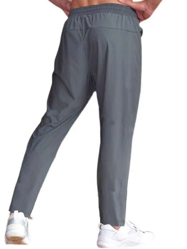 4861 a02-03 Hombres Pantalones deportivos con estampado de letra con bolsillo con cremallera de cintura con cordón