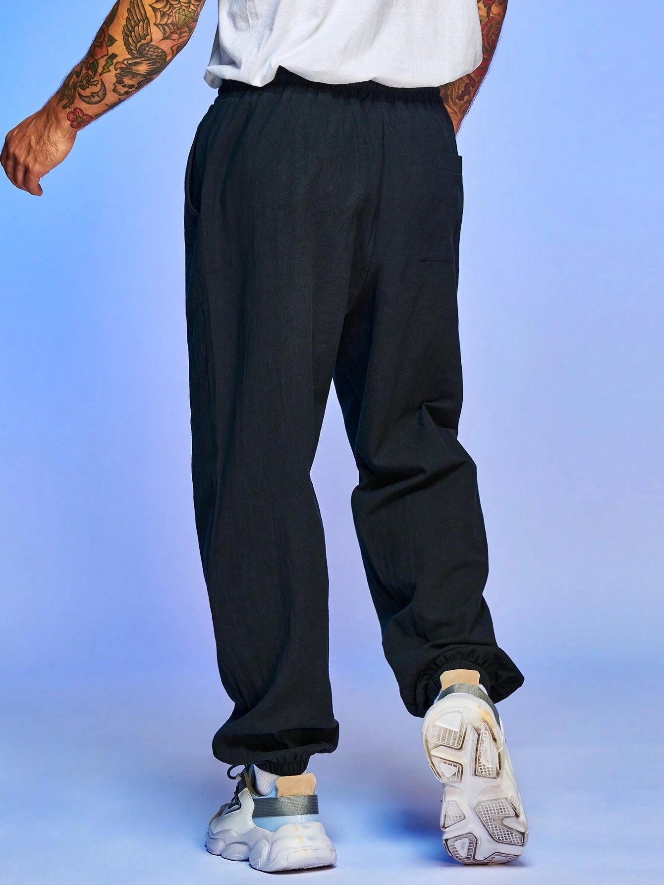 4559  a01-14 Pantalones de cintura con cordón con bolsillo oblicuo