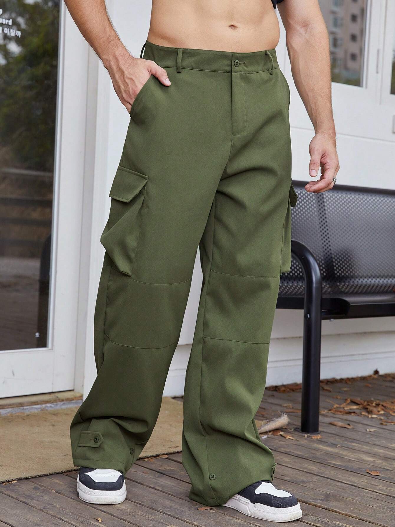 4783 a01-12 Pantalones cargo con bolsillo lateral con solapa