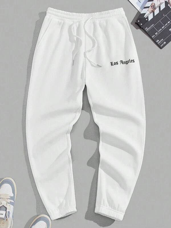 6991 a01-09 Pantalones deportivos con estampado de letra de cintura con cordón