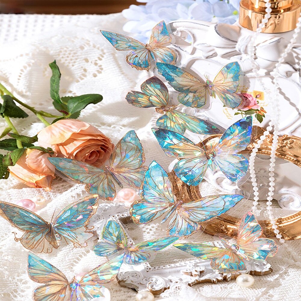 11151 B01-40  20 Piezas Decoraciones De Mariposas Con Láser Iridiscente
