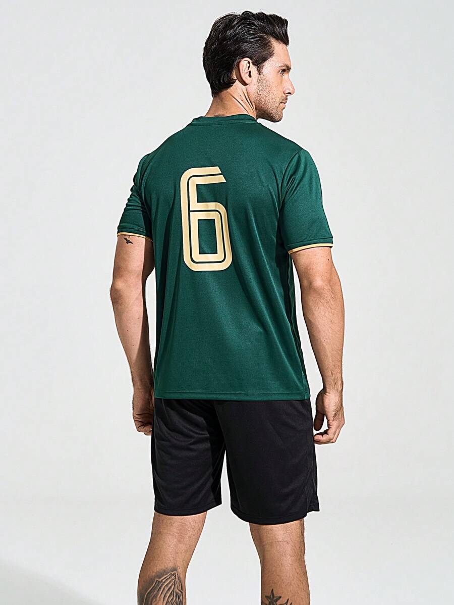 8348 a02-05  Camiseta De Fútbol Con Estampado Digital y Short Para Hombre