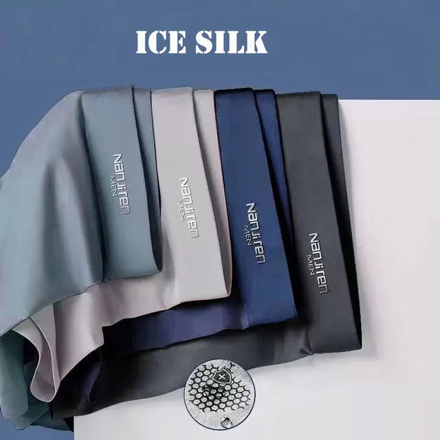 10674 a07-04 Bóxer de seda de hielo para hombre, ropa interior fresca