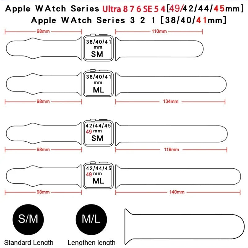 9240 a09-15 Correa de silicona para Apple Watch Band S-M