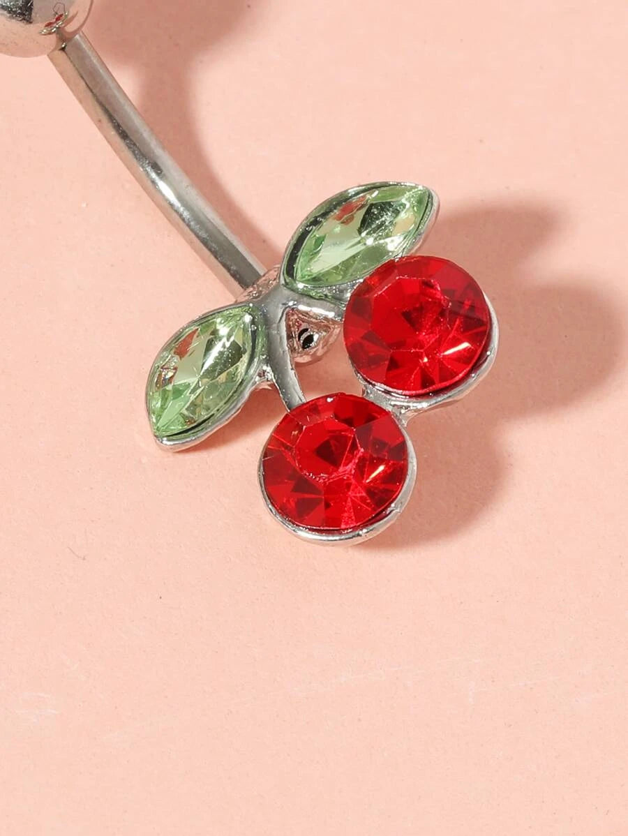 10025 b03-17 Piercing de ombligo con decoración de frutas y diamantes de imitación