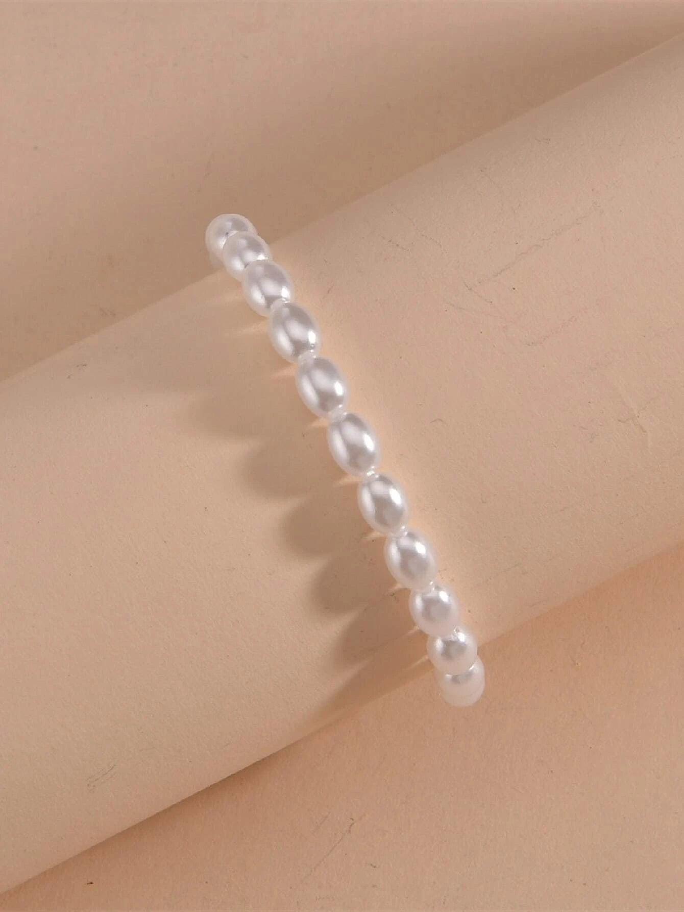 5690 1b-04-19 Pulsera tobillera con cuenta con perla artificial