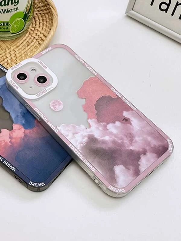 5260 a10-07 Funda de celular transparente nube y luna