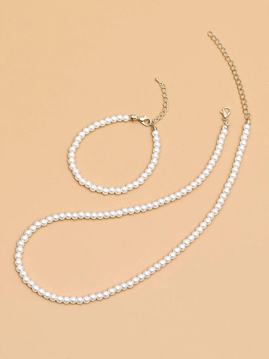 10878 01-b01-41 Collar de perlas de fantasia con pulsera