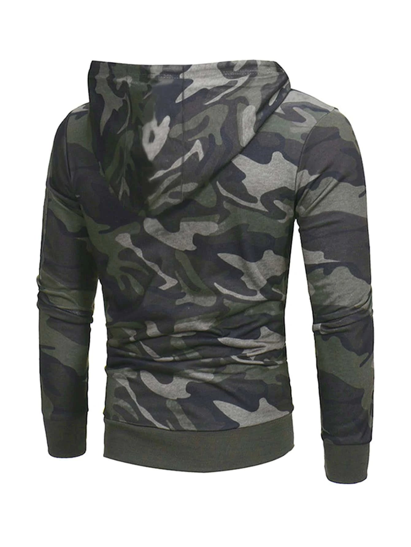 6534 1a-025 Capucha con estampado de camuflaje con cordón deportivo