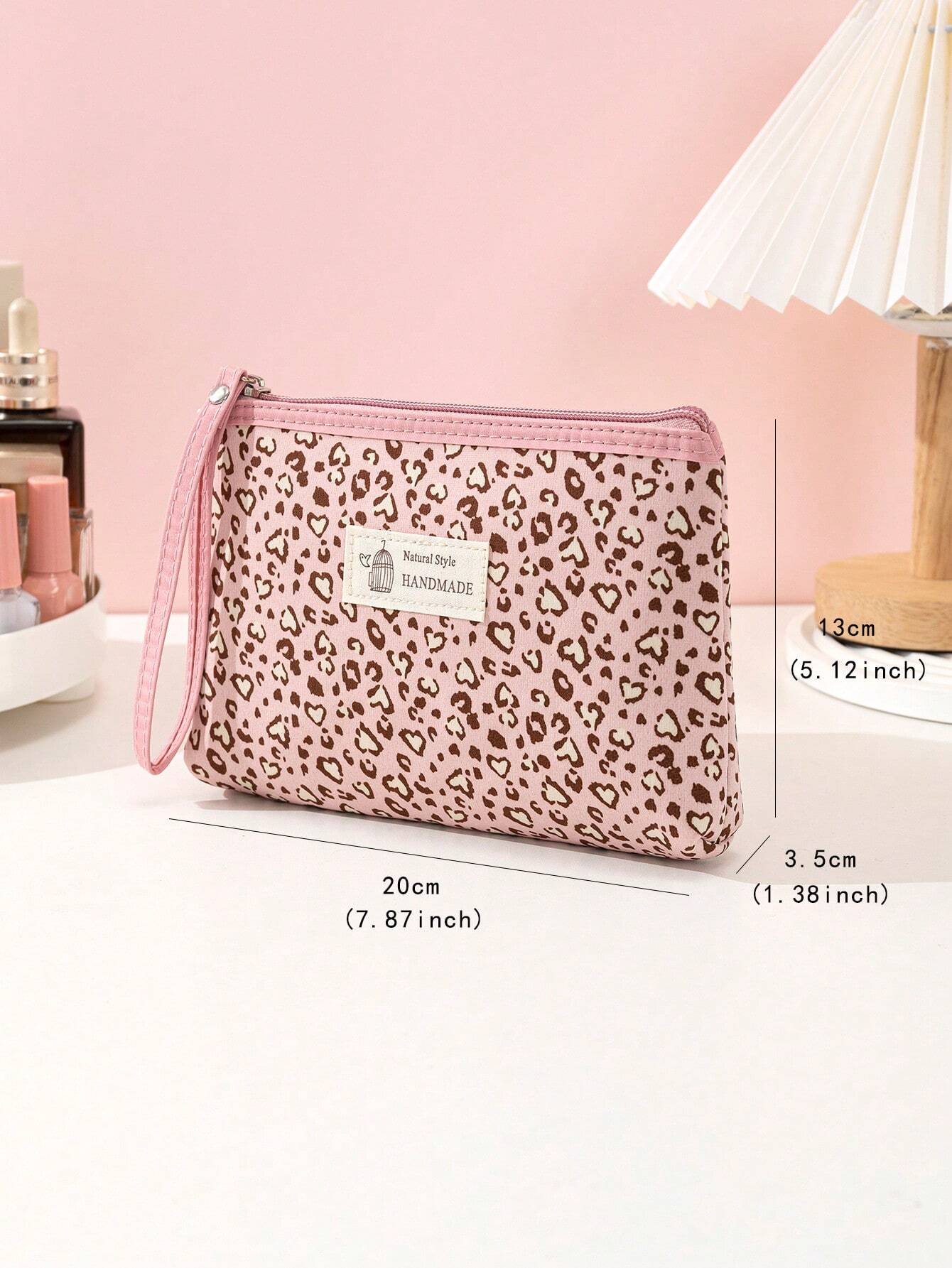 6409 a02-08 Bolso de maquillaje portátil de leopardo