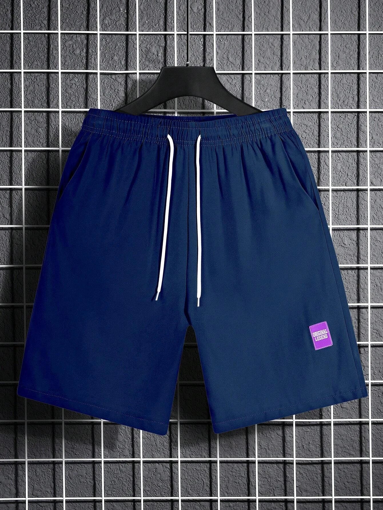 10247 a05-06 Shorts Holgados Para Hombre Con Detalles De Parches De Letras