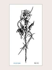 11724 1b-02-02 1 hoja de pegatina de tatuaje con estampado floral Viernes negro