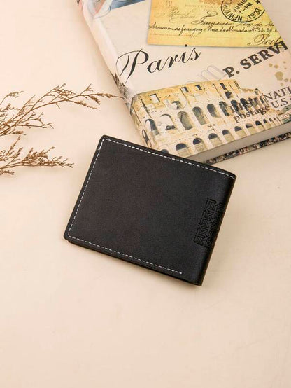 3513 1b-05-11 Monedero nuevo en relieve de hombres PU plegable de hombres negro