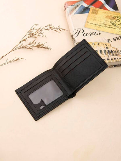 3513 1b-05-11 Monedero nuevo en relieve de hombres PU plegable de hombres negro