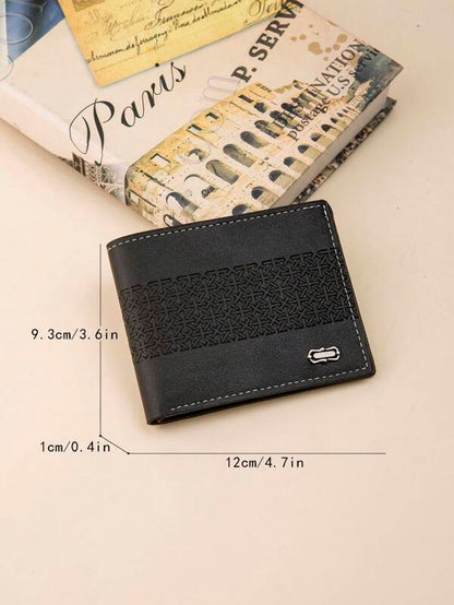 3513 1b-05-11 Monedero nuevo en relieve de hombres PU plegable de hombres negro