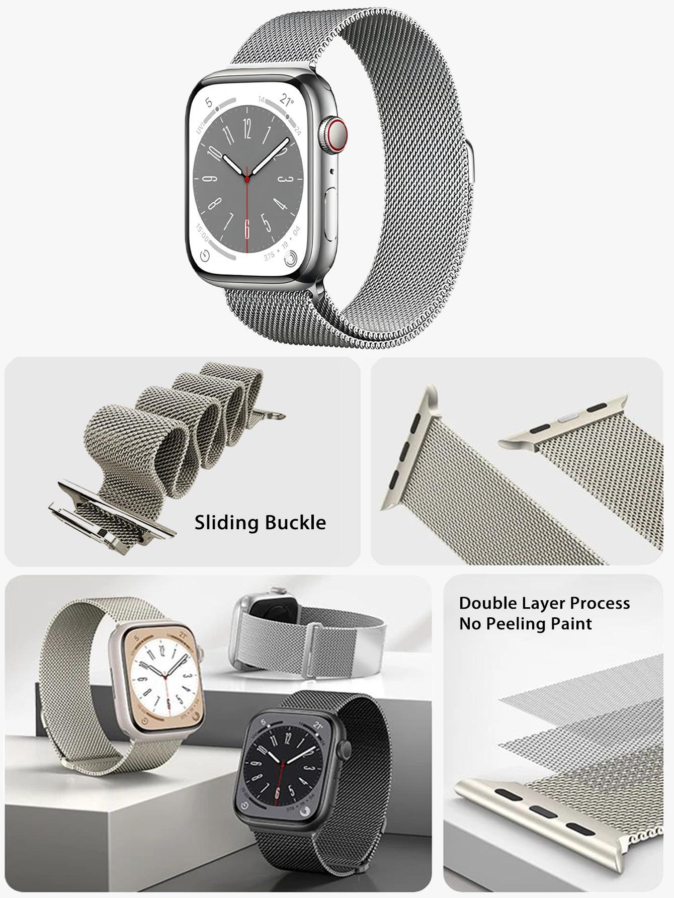 10706 b01-14 Una correa de bucle milanés de metal compatible con Apple Watch