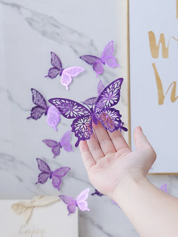 8137 a13-03 3d con abertura púrpura Pegatina de mariposa Decoración