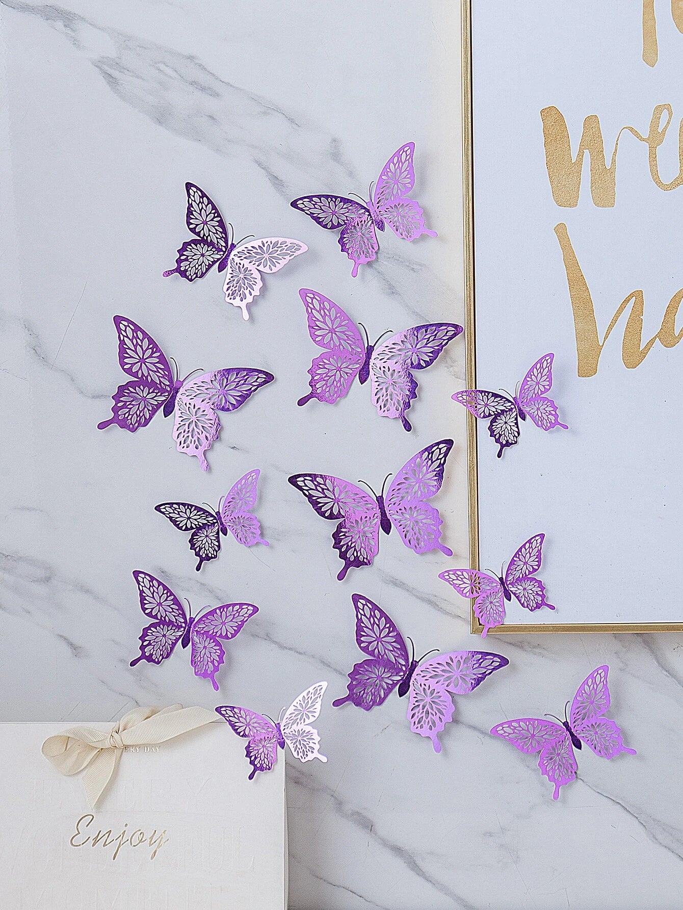 8137 a13-03 3d con abertura púrpura Pegatina de mariposa Decoración