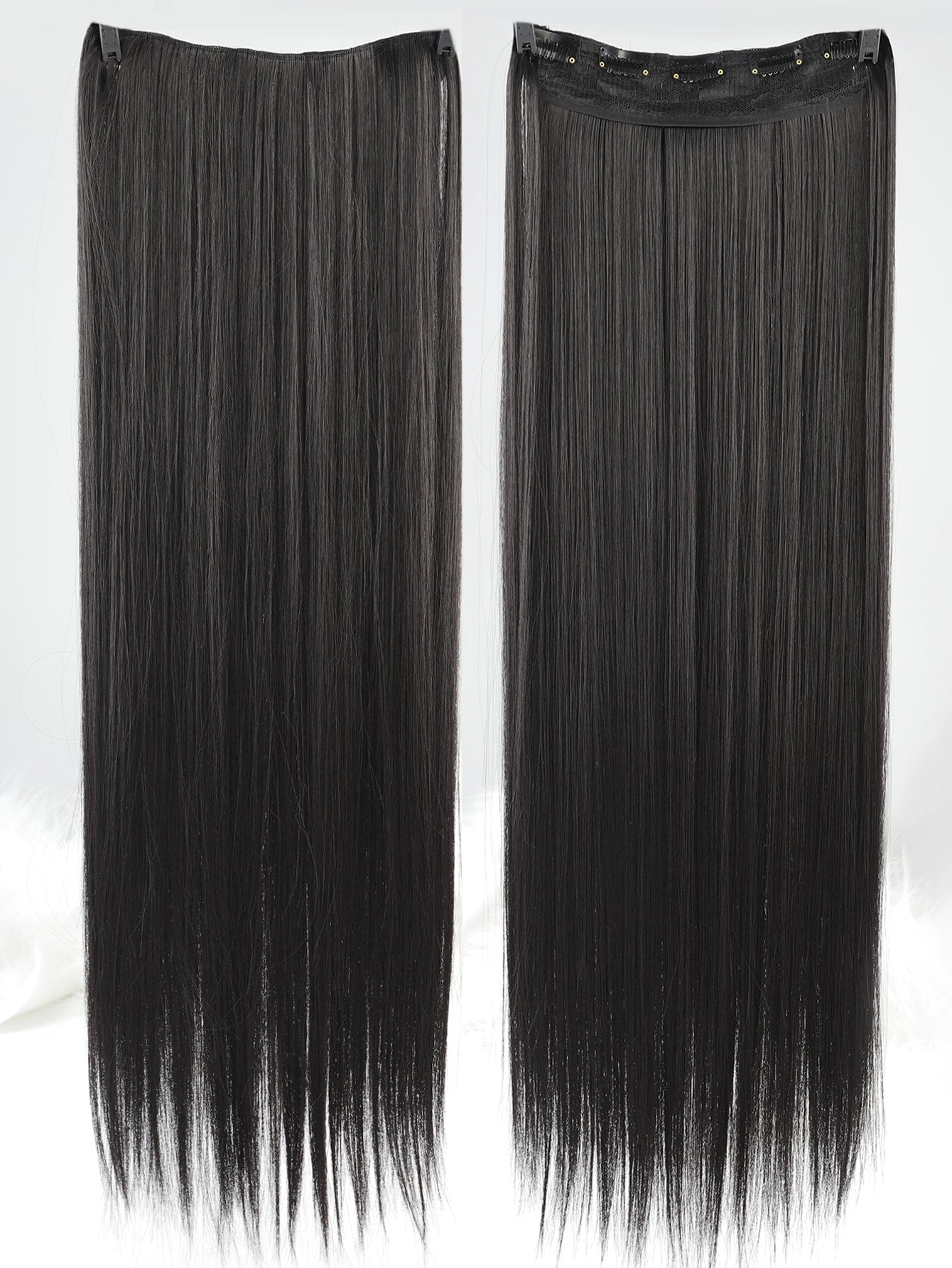 5656 sintético 5 con clip Extensión del pelo largo recto Pelo postizo negro 80CM natural falso pelo para mujeres