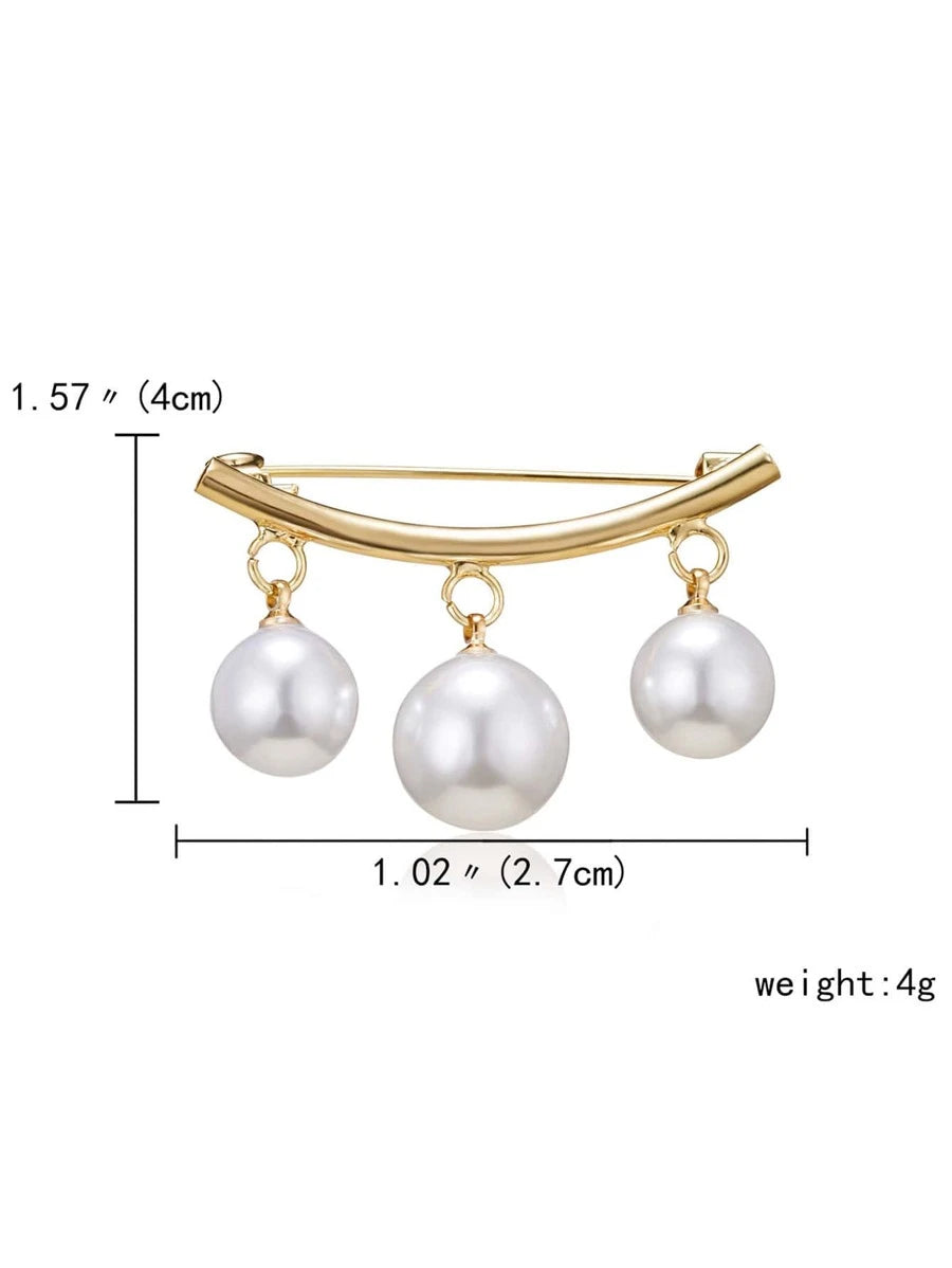 11082 B03_07 1 pieza tono dorado Broche con perla cultivada elegante Clip cierre para ropa