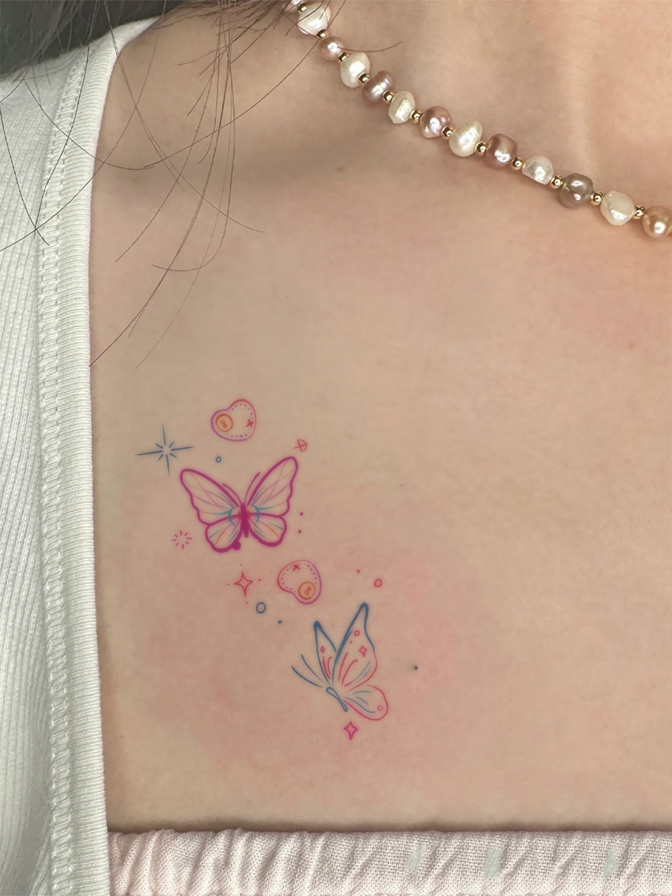 5505 a13-01 Tatuaje temporal lavable con hermoso conejo & de colores con diseño de mariposa hecho de PVC