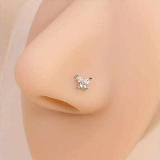 15291 1b-03-10 Piercing De Nariz En Forma De L Con Broche De Mariposa