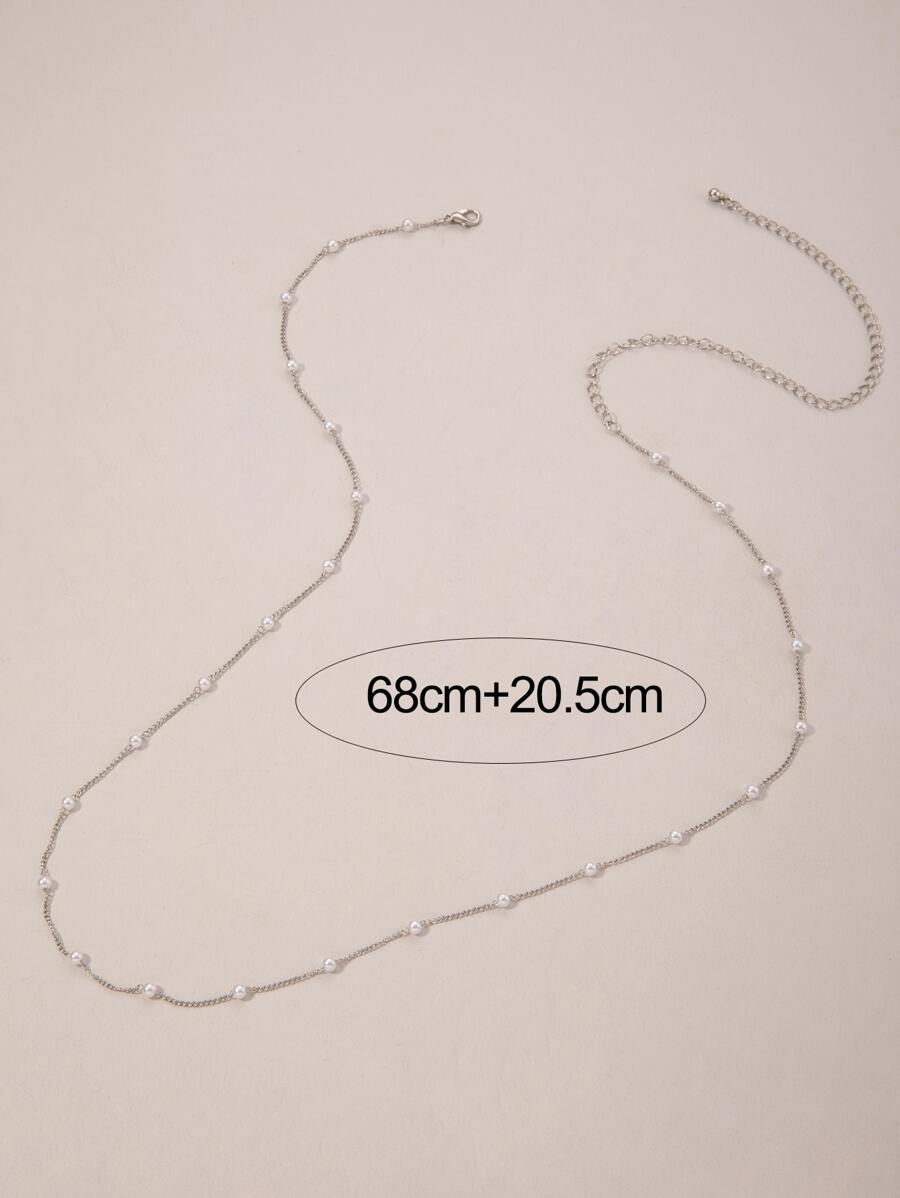 11222 B03-09 1 pieza simple de aleación de resina perla de imitación de cintura con cadena con cadena para mujeres