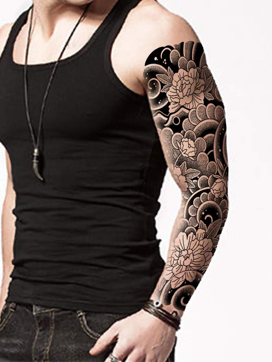 11732 1b-02-02 1 pieza impermeable etiqueta engomada del tatuaje temporal con tótem negro