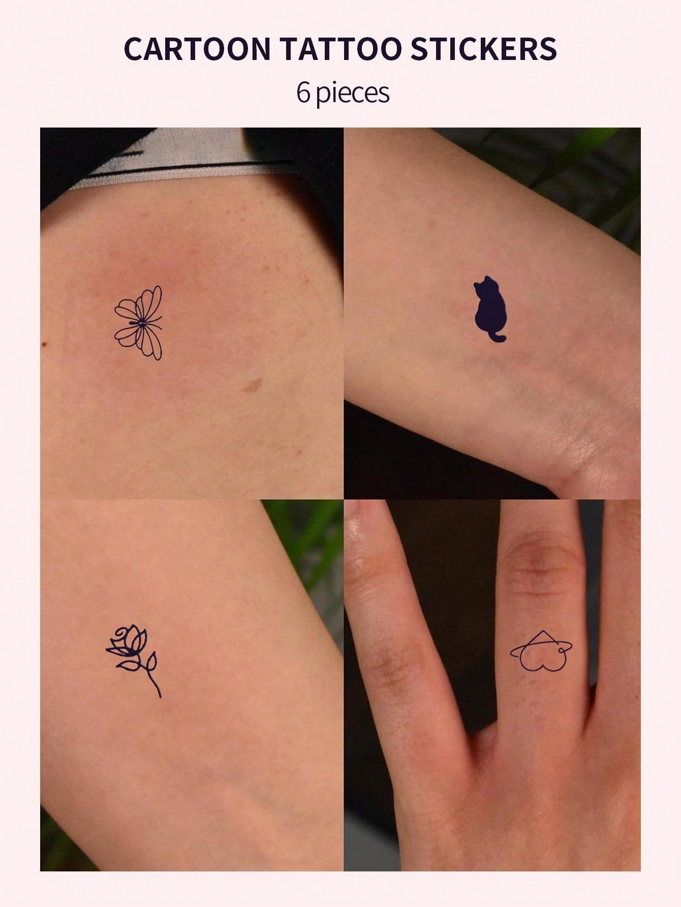 7910 1b-02-05 Seis hojas de tatuaje falso