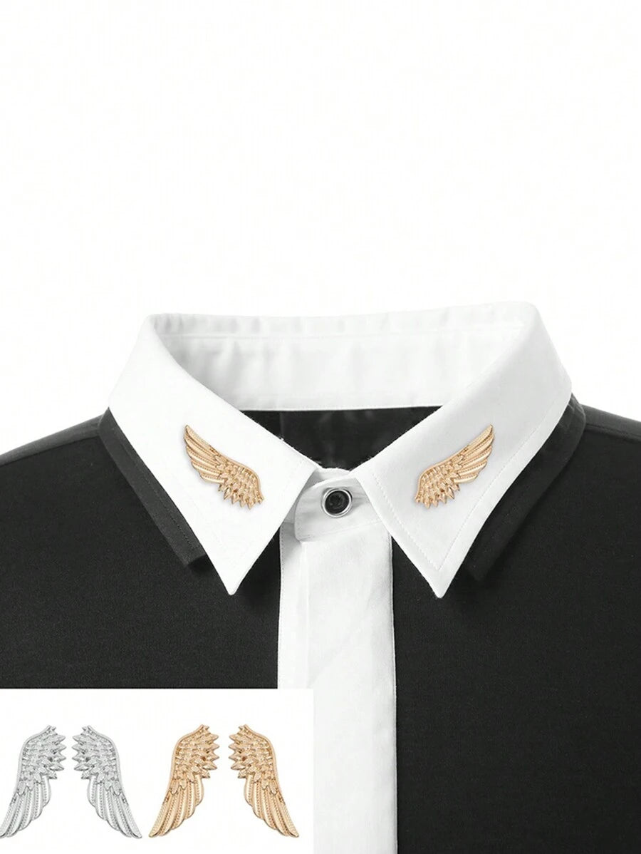 11084 B03-01 Clip de corbata ala Broches moda ropa Bisutería personalidad Gemelos Clip de mujeres Camisas con botón Alfiler masculino Accesorios
