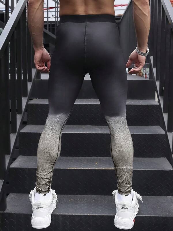 6613 1a-021 Hombres Leggings deportivos con estampado degradado