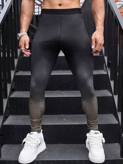 6613 1a-021 Hombres Leggings deportivos con estampado degradado